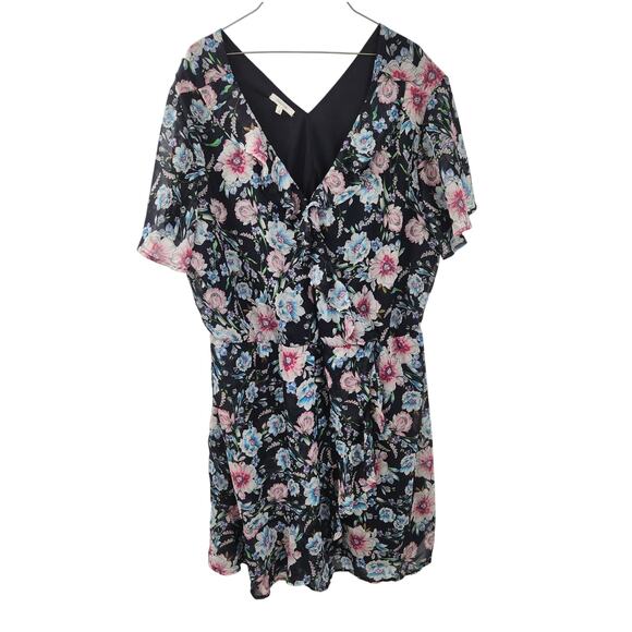 Maurices Dresses & Skirts - Maurices Floral Print Navy V-Neck Dress - Plus Size 2X